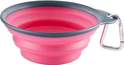 Dexas Collapsible Travel Cup with Carabiner, Gray/Pink