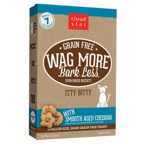 Cloud Star Wag More Bark Less Grain-Free Itty Bitty Oven Baked with Smooth Aged Cheddar Dog Treats, 7-oz
