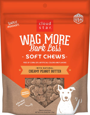 Cloud Star Wag More Bark Less Friandises molles et moelleuses au beurre de cacahuète crémeux pour chiens, 6 oz
