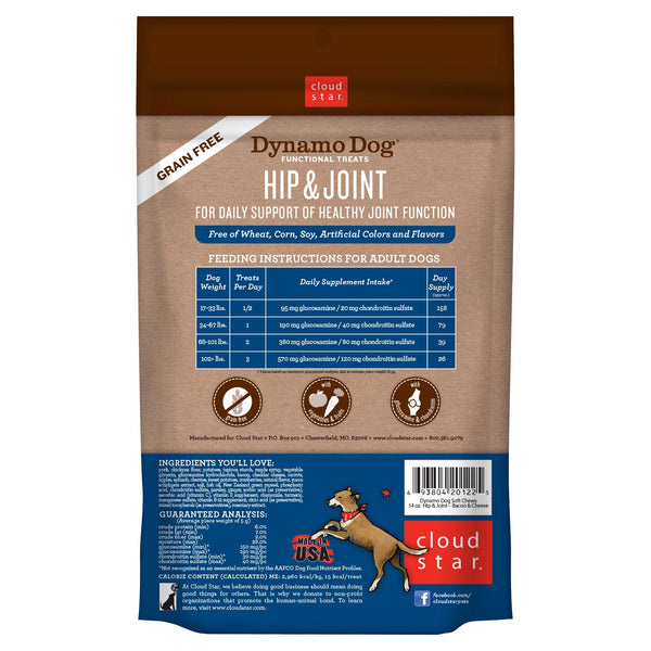 Cloud Star Dynamo Friandises molles pour chiens pour hanches et articulations Formule bacon et fromage