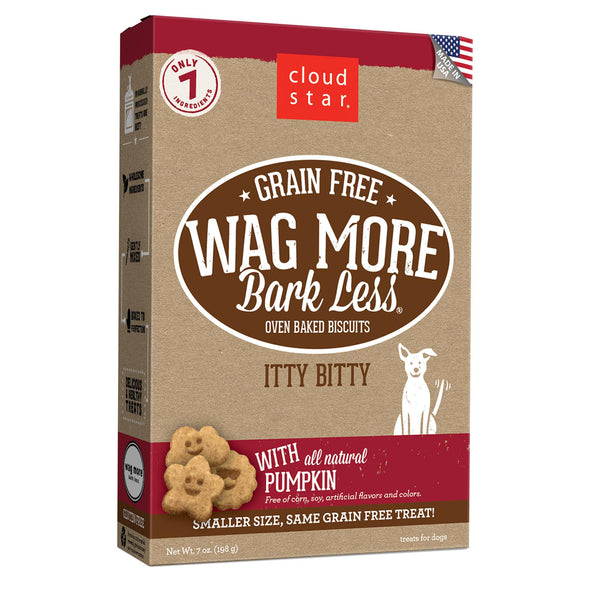 Cloud Star Wag More Bark Less Grain-Free Itty Bitty Oven Baked with Pumpkin Dog Treats, 7-oz