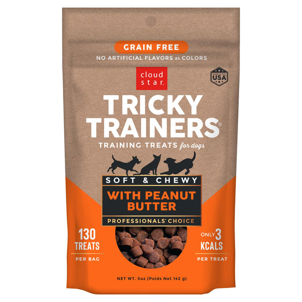 Cloud Star Tricky Trainers Chewy Grain Free Peanut Butter Flavor Dog Treats