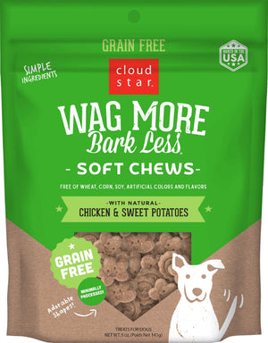 Cloud Star Wag More Bark Less Croquettes molles et moelleuses sans céréales au poulet et patate douce pour chien, 5-oz