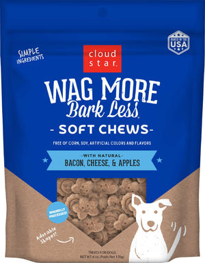 Cloud Star Wag More Bark Less Friandises molles et moelleuses au bacon, fromage et pommes pour chiens, 6 oz