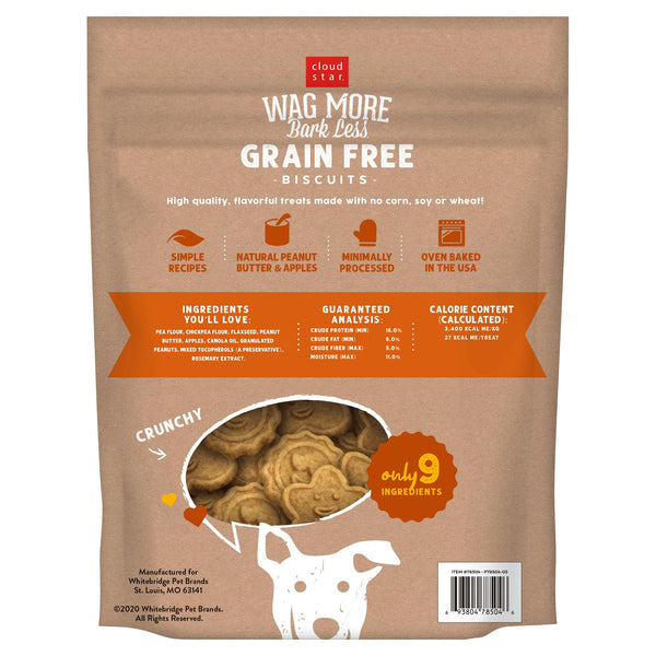 Cloud Star Wag More Bark Less Grain Free Peanut Butter & Apples Flavor Dog Treats, 2.5-lb