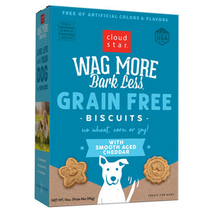 Cloud Star Wag More Bark Less Grain-Free Oven Baked with Smooth Aged Cheddar Dog Treats, 14-oz