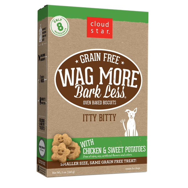 Cloud Star Wag More Bark Less Grain-Free Itty Bitty Oven Baked with Chicken & Sweet Potatoes Dog Treats, 7-oz