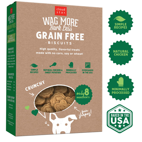Cloud Star Wag More Bark Less Grain-Free Oven Baked with Chicken & Sweet Potatoes Dog Treats
