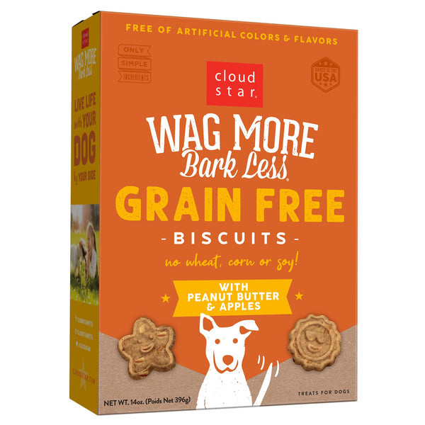 Cloud Star Wag More Bark Less Grain-Free Oven Baked with Peanut Butter & Apples Dog Treats