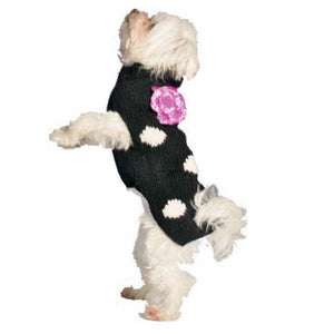 Chilly Dog Black Polka Dot Flower Dog & Cat Sweater