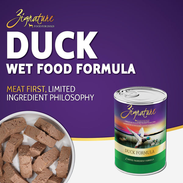 Zignature Duck Limited Ingredient Formula Wet Dog Food Can