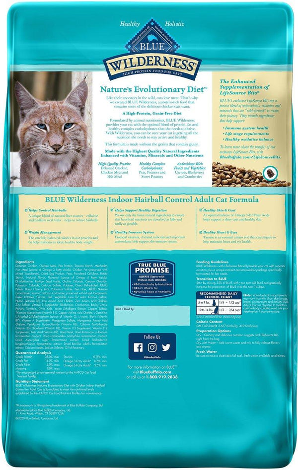 Blue Buffalo BLUE Wilderness Indoor Hairball Control with Chicken Grain-Free Dry Cat Food