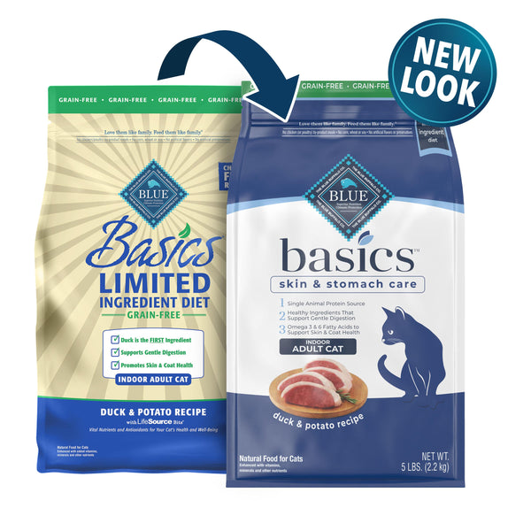 Blue Buffalo BLUE Basics Skin & Stomach Care Duck & Potato Indoor Adult Grain-Free Dry Cat Food
