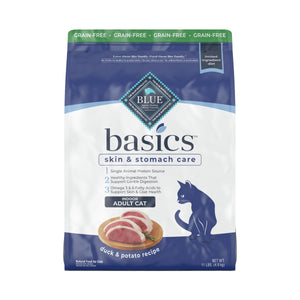 Blue Buffalo BLUE Basics Skin & Stomach Care Duck & Potato Indoor Adult Grain-Free Dry Cat Food