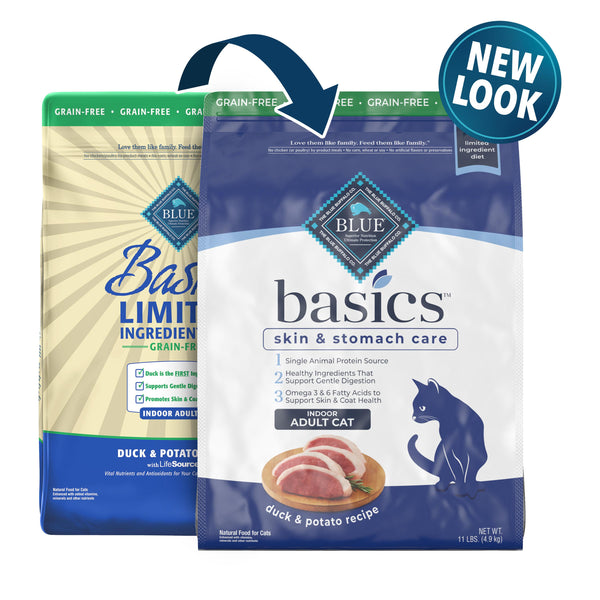 Blue Buffalo BLUE Basics Skin & Stomach Care Duck & Potato Indoor Adult Grain-Free Dry Cat Food
