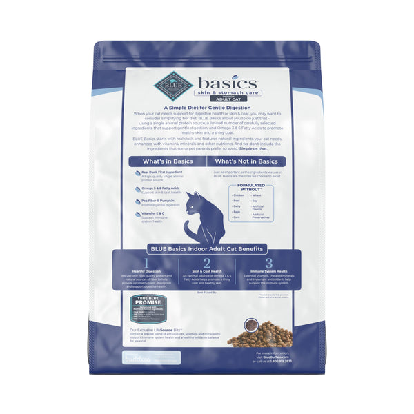 Blue Buffalo BLUE Basics Skin & Stomach Care Duck & Potato Indoor Adult Grain-Free Dry Cat Food