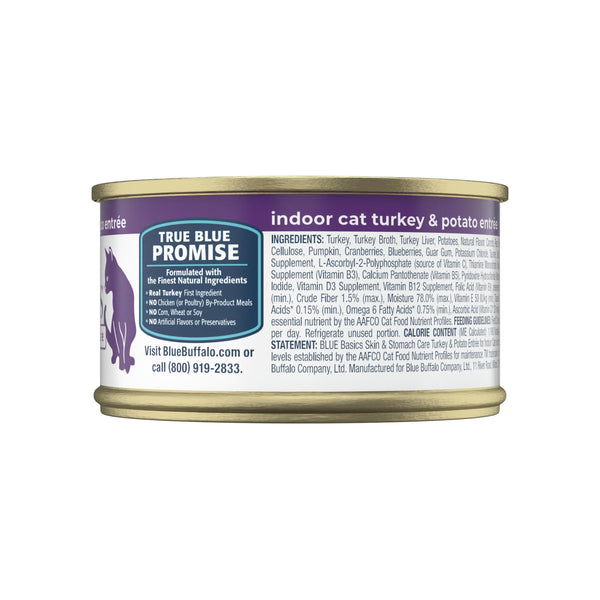Blue Buffalo Basics Skin & Stomach Care Natural Turkey & Potato Entree Indoor Adult Grain-Free Wet Cat Food