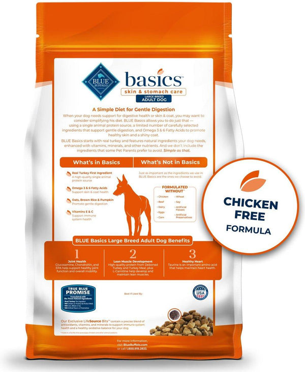 Blue Buffalo BLUE Basics Skin & Stomach Care Turkey & Potato Large Breed Adult Dry Dog Food, 24-lb