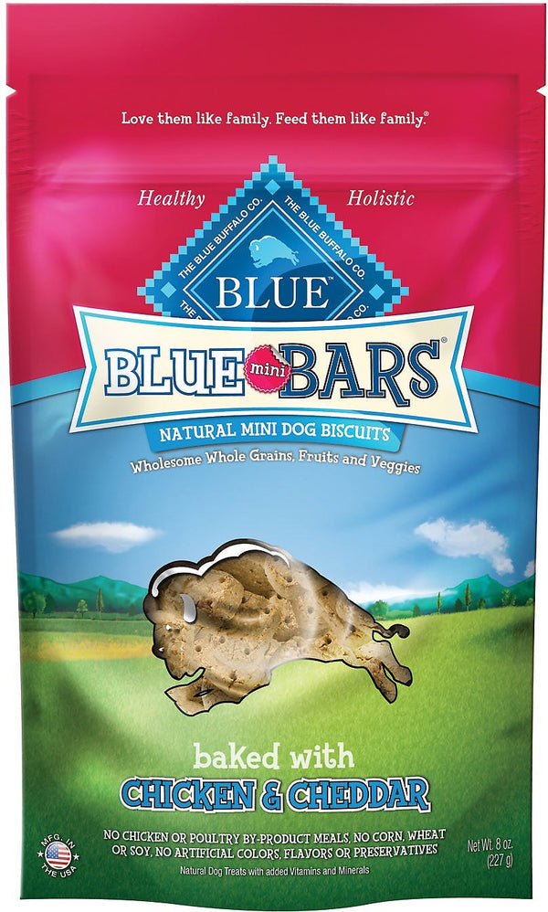 Blue Buffalo Blue Mini Bars Chicken & Cheddar Natural Mini Dog Treats, 8-oz