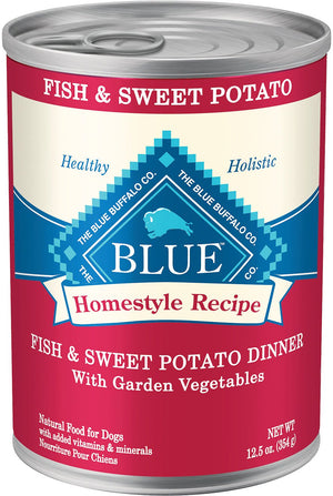 Blue Buffalo Recette Fait Maison Dîner Poisson & Patate Douce avec Légumes du Jardin Nourriture humide pour chiens en conserve