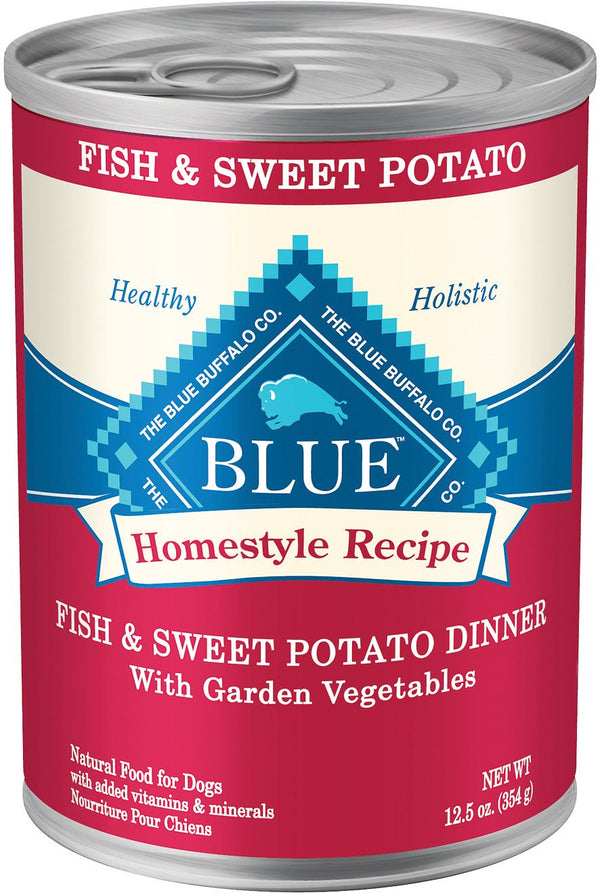 Blue Buffalo Homestyle Recipe Fish & Sweet Potato Dinner with Garden Vegetables Wet Dog Food Can