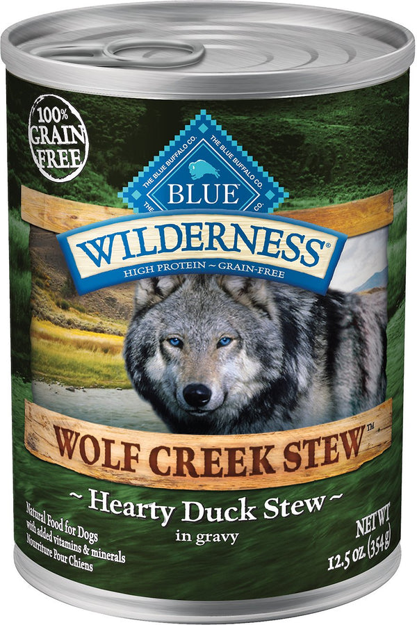 Blue Buffalo Wilderness Wolf Creek Stew Hearty Duck Stew Grain-Free Adult Wet Dog Food Can