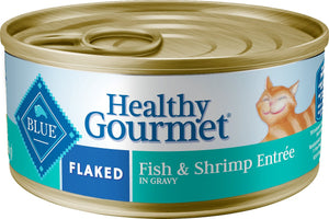 Blue Buffalo Healthy Gourmet Flaked Fish & Shrimp Entree in Gravy Wet Cat Food Can