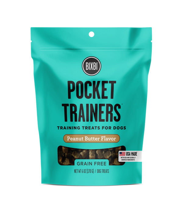 BIXBI Pocket Trainers Peanut Butter Flavor Grain-Free Dog Treats, 6-oz