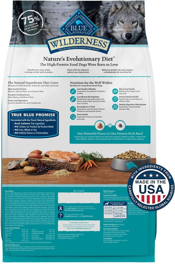 Blue Buffalo BLUE Wilderness Salmon with Wholesome Grains Large Breed Adult Dry Dog Food, 24-lb