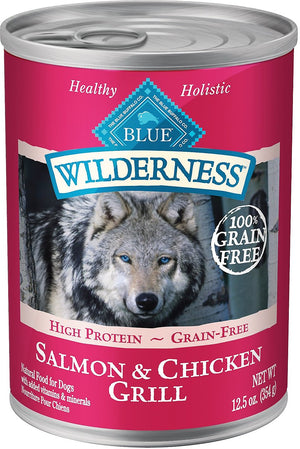 Blue Buffalo Wilderness Saumon & Poulet Grillé Sans céréales Nourriture humide pour chiens en conserve