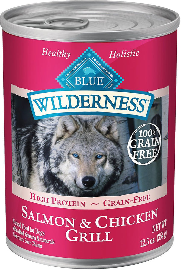 Blue Buffalo Wilderness Salmon & Chicken Grill Grain-Free Wet Dog Food Can