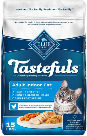 Blue Buffalo BLUE Tastefuls Poulet d'intérieur et Riz brun Croquettes pour chats adultes
