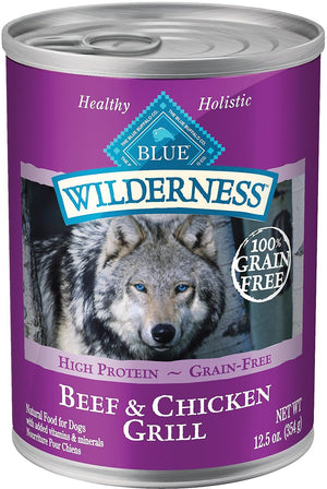 Blue Buffalo Wilderness Boeuf & Poulet Grill Sans céréales Nourriture humide pour chiens en boîte