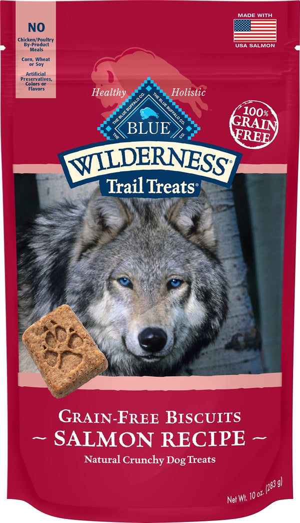 Blue Buffalo Wilderness Trail Treats Salmon Biscuits Grain-Free Dog Treats, 10-oz