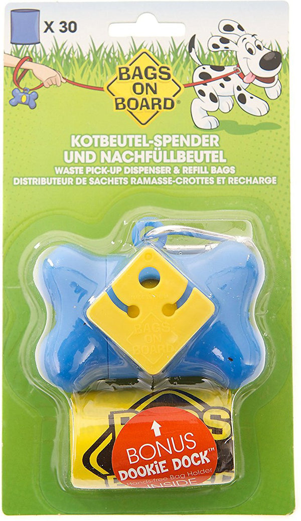 Bags on Board Bone Dispenser, Blue, 1 dispenser, 30 bags
