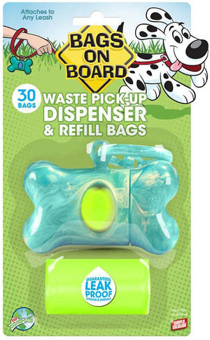 Bags on Board Bone Dispenser, Turquoise Marble, 1 dispenser, 30 bags