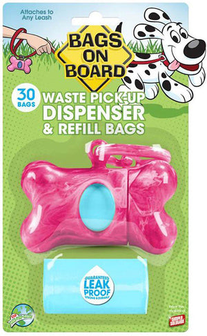 Bags on Board Bone Dispenser, Pink Marble, 1 dispenser, 30 bags
