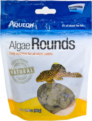Aqueon Algae Rounds Bottom Feeder Fish Food, 3-oz