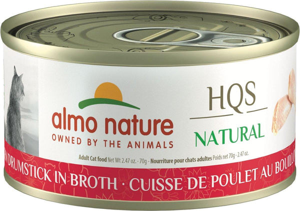Almo Nature HQS Natural Chicken Drumstick in Broth Wet Cat Food Can