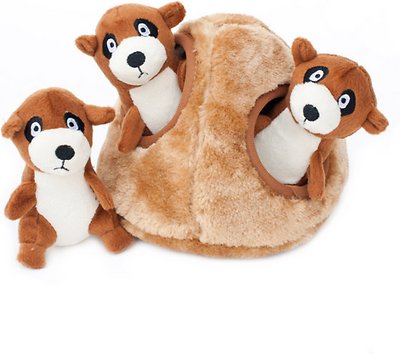 ZippyPaws Burrow Squeaky Hide and Seek Plush Dog Toy, Meerkat Den