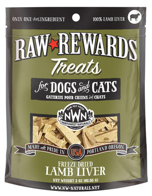 Northwest Naturals Raw Rewards Lamb Liver Freeze-Dried Dog & Cats Treats, 3-oz