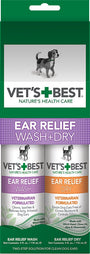 Vet's Best Ear Relief Wash + Dry Combo Pack for Dogs, 2-pack