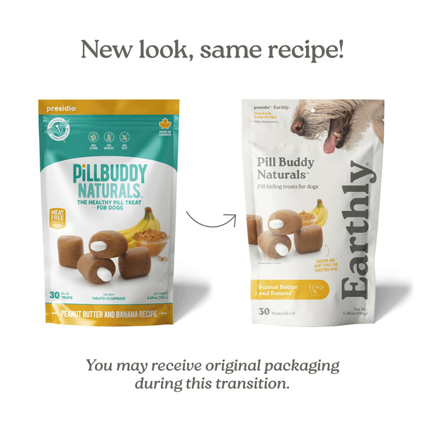 Presidio Pill Buddy Naturals Friandises pour chiens au beurre de cacahuète et à la banane pour pilules/capsules, 150 grammes
