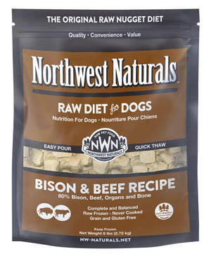 Northwest Naturals Raw Diet Grain-Free Bison & Beef Nuggets Raw Frozen Dog Food, 6-lb