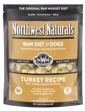 Northwest Naturals Raw Diet Grain-Free Turkey Nuggets Raw Frozen Dog Food, 6-lb