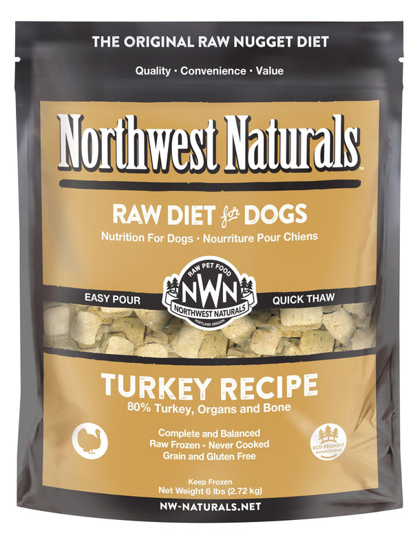 Northwest Naturals Raw Diet Grain-Free Turkey Nuggets Raw Frozen Dog Food, 6-lb