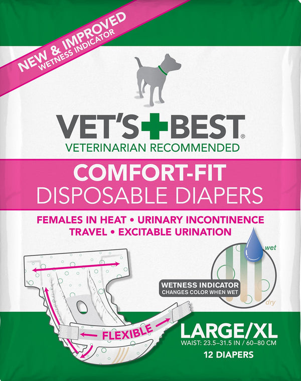 Vet's Best Comfort-Fit Disposable Diapers for Female Dogs