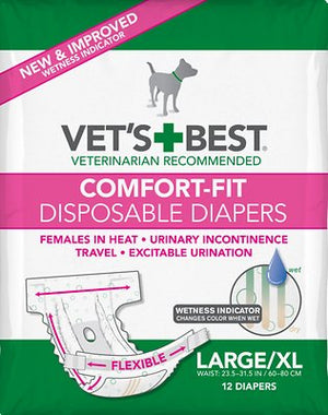 Vet's Best Comfort-Fit Disposable Diapers for Female Dogs