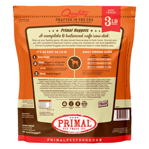 Primal Raw Frozen Nuggets Beef Formula Dog Food, 3-lb