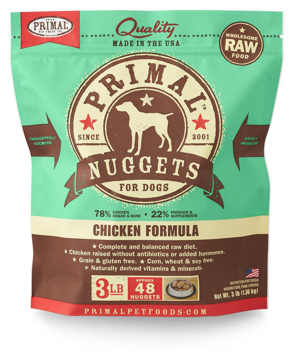 Nuggets surgelés Primal Raw Formule poulet Croquettes pour chiens, 3 lb